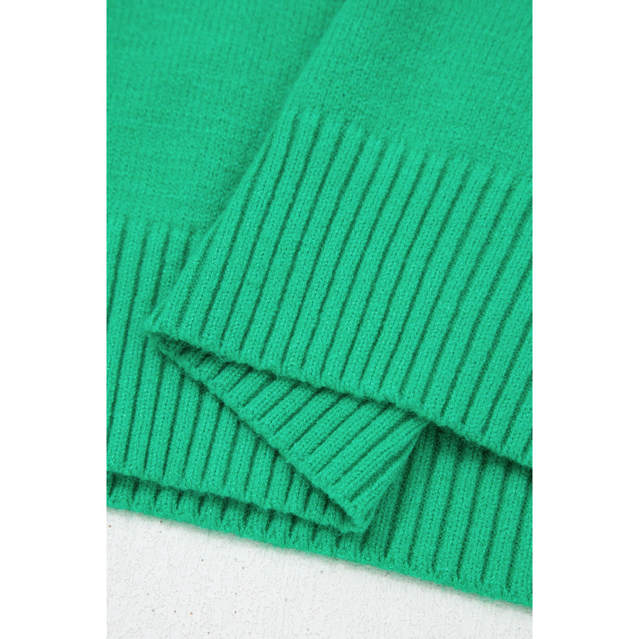 Beau Blue Solid Color Ribbed Trim Round Neck Ruffle Short Sleeve Sweater Sweaters & Cardigans/Short Sleeve Sweaters