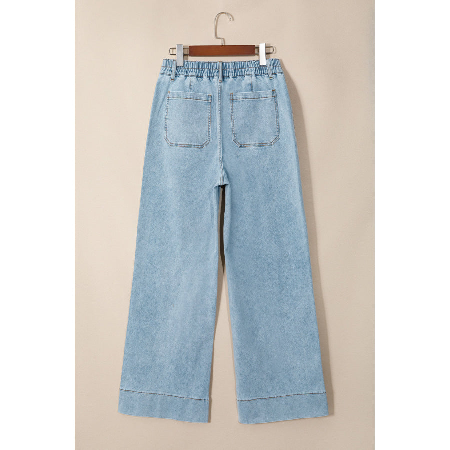 Beau Blue Solid Full-Length Regular Pocket Detail Wholesale Denim Jeans Bottoms/Jeans