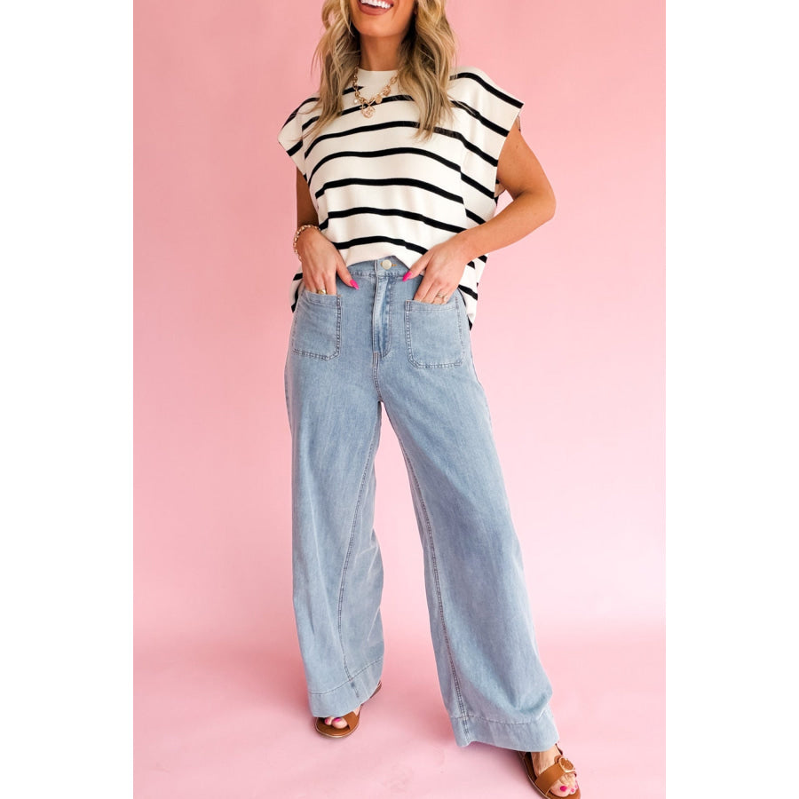 Beau Blue Solid Full-Length Regular Pocket Detail Wholesale Denim Jeans Bottoms/Jeans