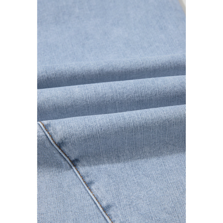 Beau Blue Solid Paneling Loose Fit Plus Size Jeans Plus Size/Plus Size Bottoms