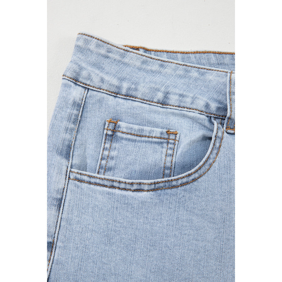 Beau Blue Solid Paneling Loose Fit Plus Size Jeans Plus Size/Plus Size Bottoms