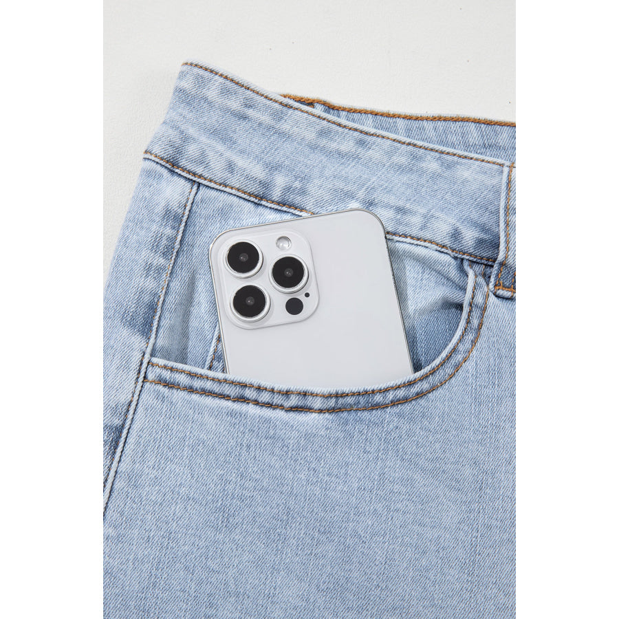 Beau Blue Solid Paneling Loose Fit Plus Size Jeans Plus Size/Plus Size Bottoms