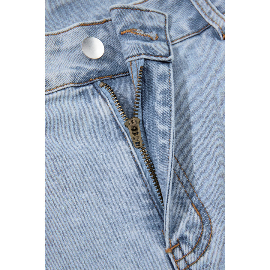 Beau Blue Solid Paneling Loose Fit Plus Size Jeans Plus Size/Plus Size Bottoms