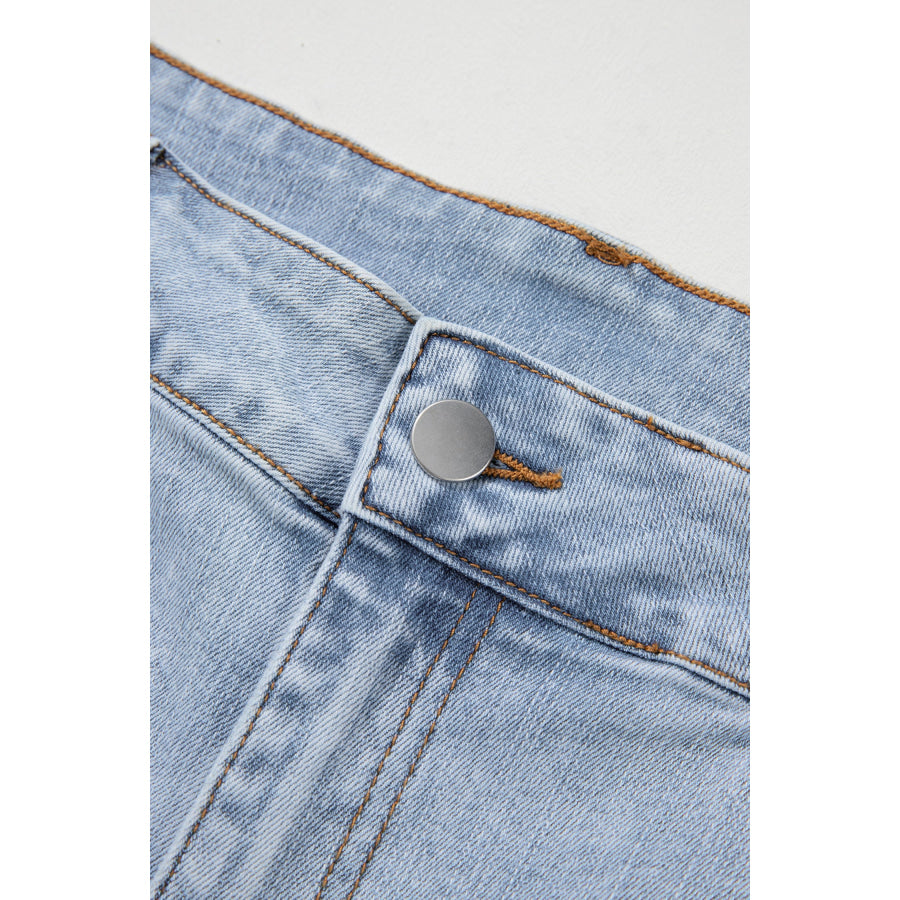 Beau Blue Solid Paneling Loose Fit Plus Size Jeans Plus Size/Plus Size Bottoms