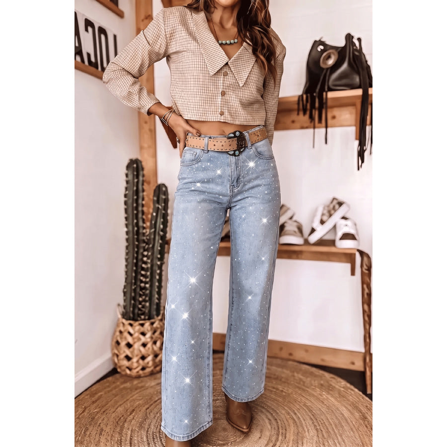 Beau Blue Sparkle Detail Western Casual Shift Jeans / 4 Bottoms/Jeans