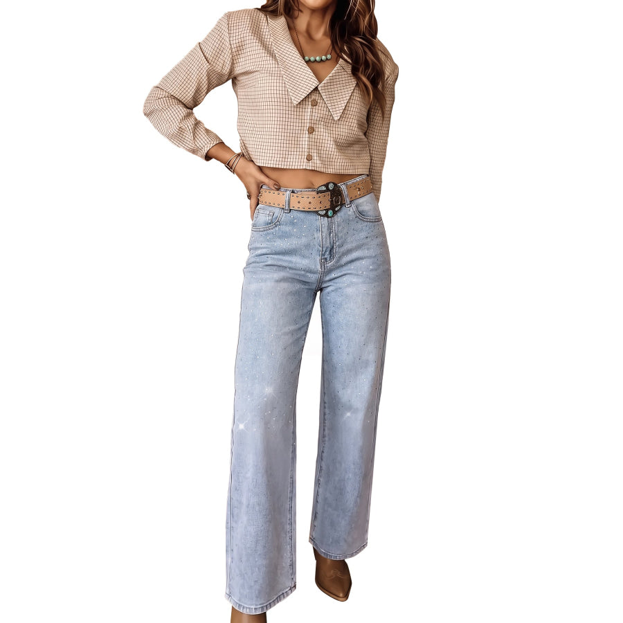 Beau Blue Sparkle Detail Western Casual Shift Jeans Bottoms/Jeans