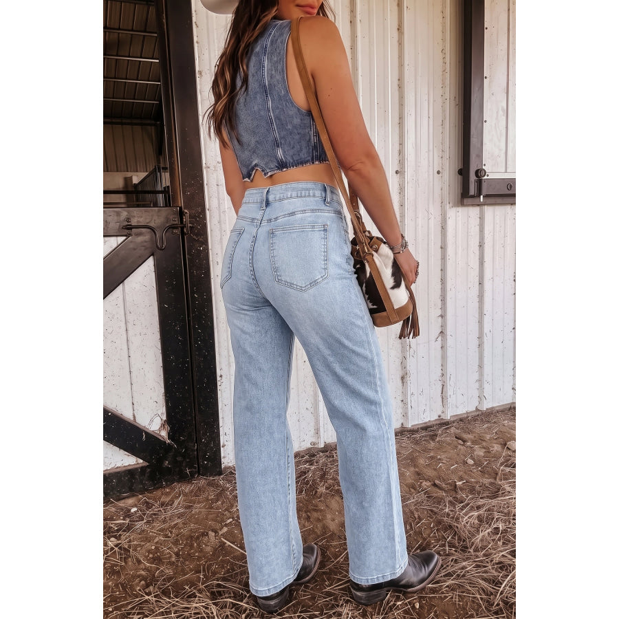 Beau Blue Sparkle Detail Western Casual Shift Jeans Bottoms/Jeans