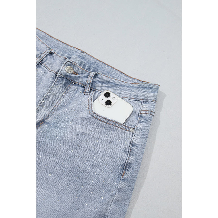 Beau Blue Sparkle Detail Western Casual Shift Jeans Bottoms/Jeans