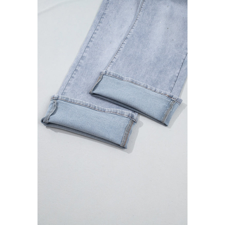 Beau Blue Sparkle Detail Western Casual Shift Jeans Bottoms/Jeans