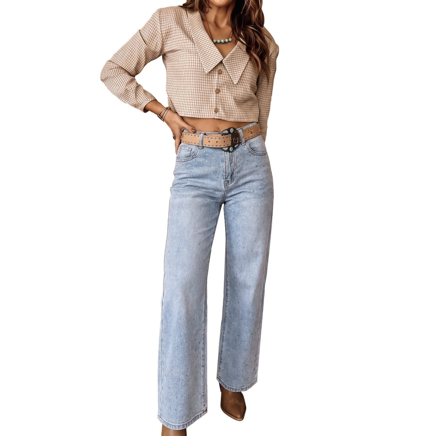 Beau Blue Sparkle Detail Western Casual Shift Jeans Bottoms/Jeans