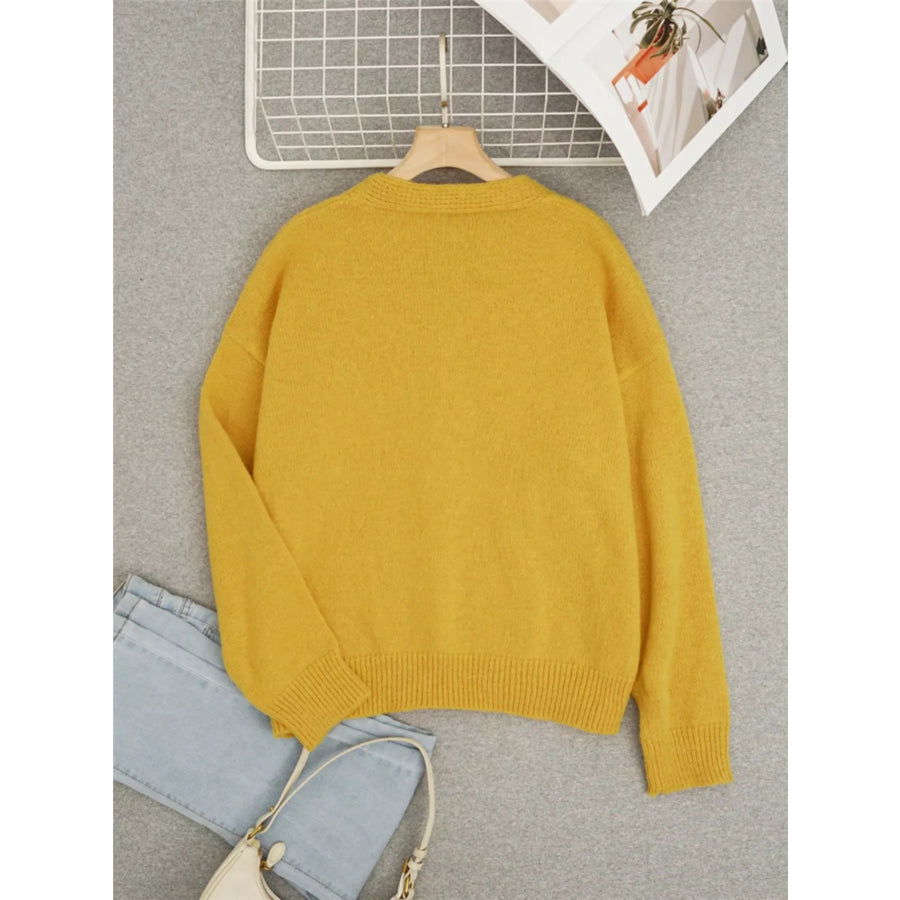 Bee Embroidered Button-Down Cardigan Apparel and Accessories