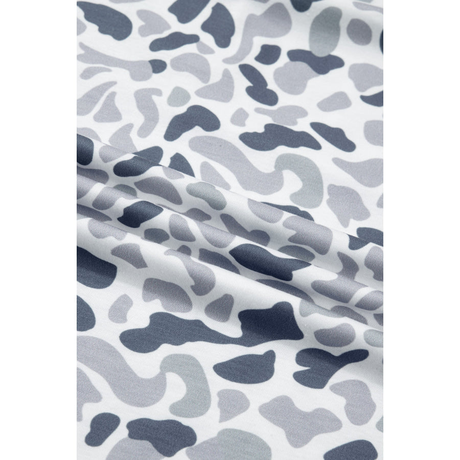 Beige Camo Print Wide Leg Casual Pants Bottoms/Pants & Culotte