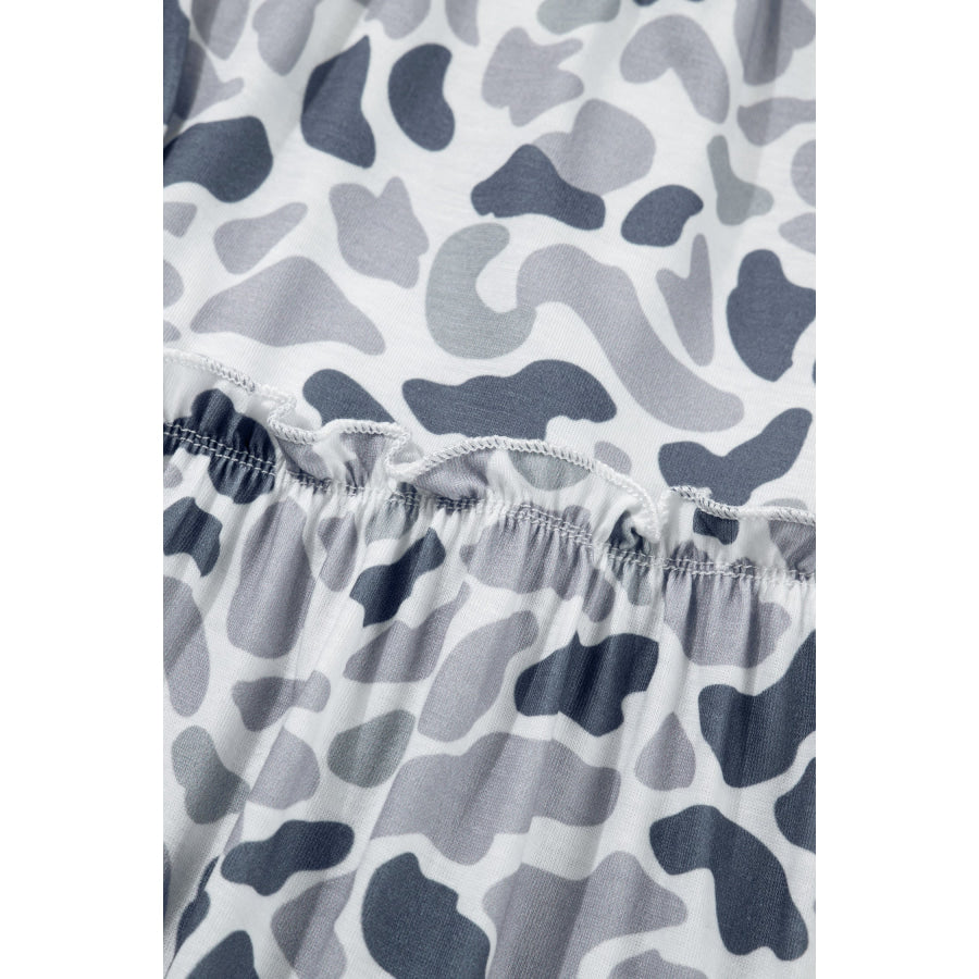 Beige Camo Print Wide Leg Casual Pants Bottoms/Pants & Culotte