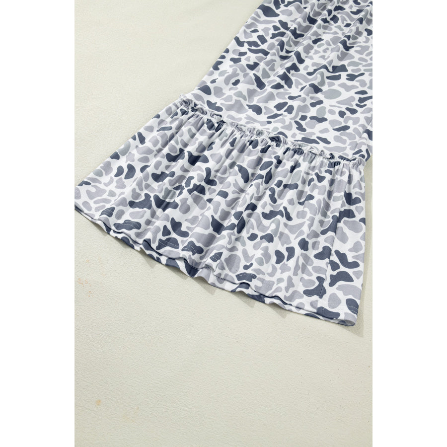 Beige Camo Print Wide Leg Casual Pants Bottoms/Pants & Culotte