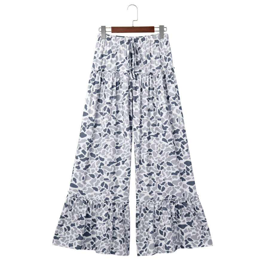 Beige Camo Print Wide Leg Casual Pants Bottoms/Pants & Culotte