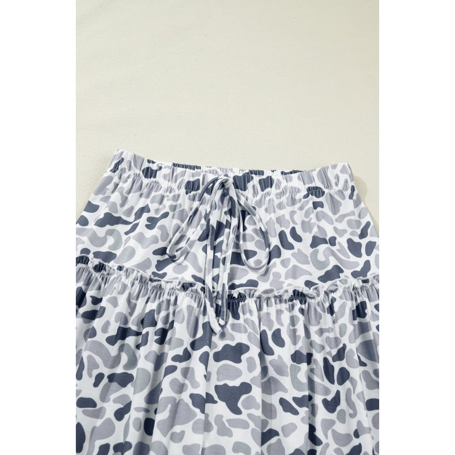Beige Camo Print Wide Leg Casual Pants Bottoms/Pants & Culotte