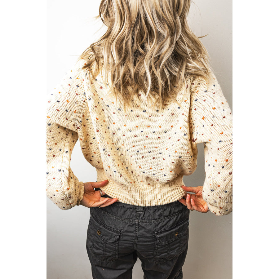 Beige Geometric Print Button Front Long Sleeve Regular Fit Cardigan Beige / S / 65% Acrylic + 35% Polyamide Sweaters & Cardigans/Cardigans