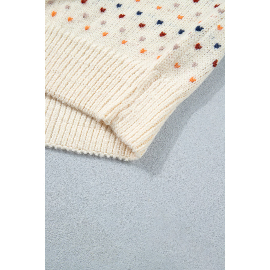 Beige Geometric Print Button Front Long Sleeve Regular Fit Cardigan Sweaters & Cardigans/Cardigans