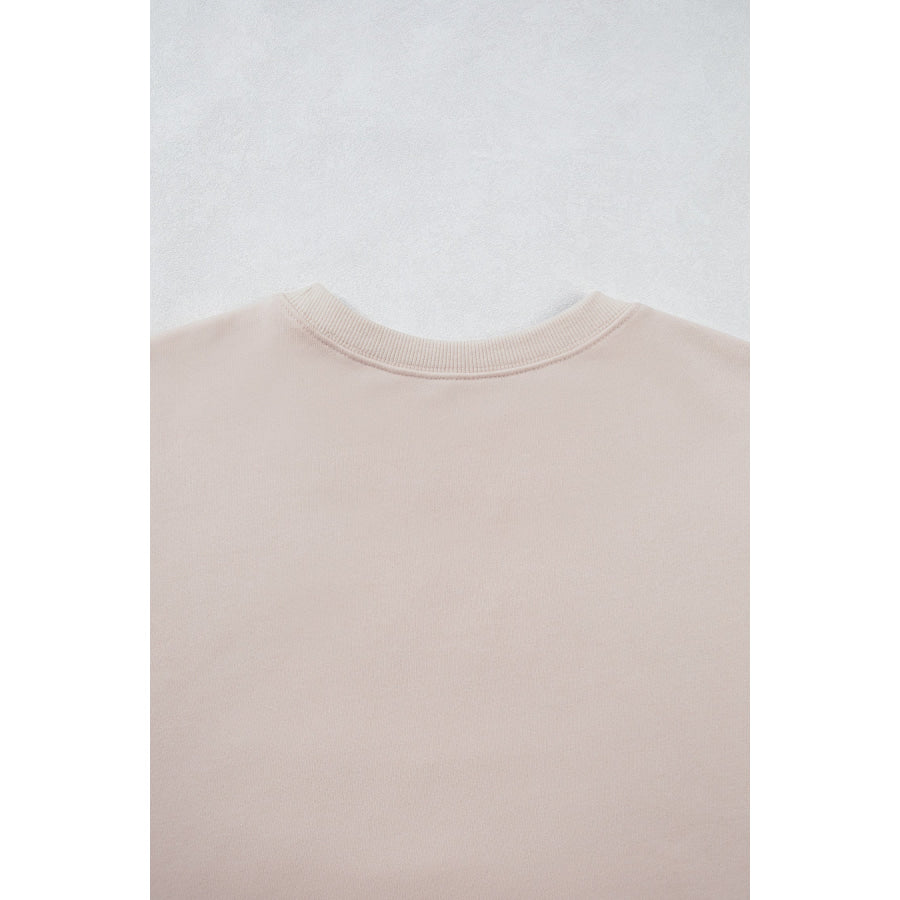 Beige GOOD LUCK Western Horse Print Oversized Pullover Sweatshirt Tops/Sweatshirts & Hoodies