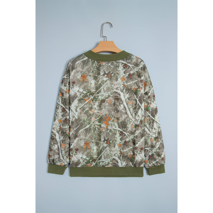 Beige Western Mallard Letter Print Baggy Pullover Sweatshirt Tops/Sweatshirts & Hoodies