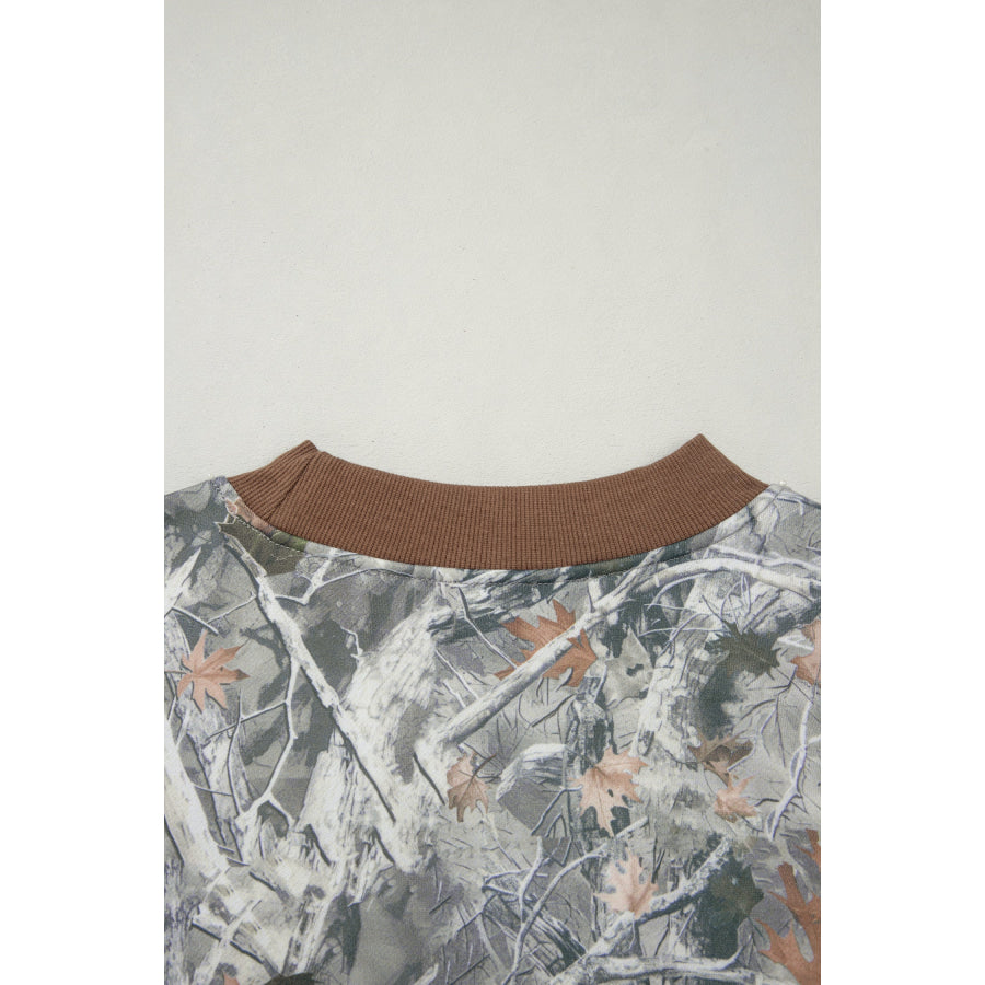 Beige Western Mallard Letter Print Baggy Pullover Sweatshirt Tops/Sweatshirts & Hoodies