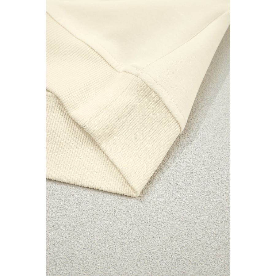 Beige Zipped up Collared Ruffled Short Sleeve Blouse Tops/Blouses & Shirts