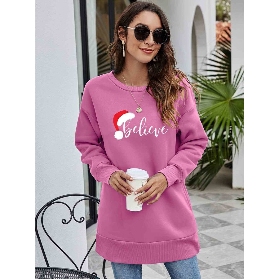 BELIEVE Graphic Tunic Sweatshirt Moonlit Mauve / S