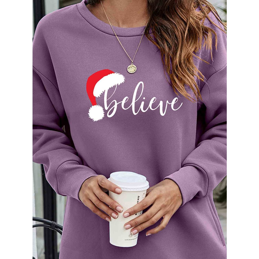 BELIEVE Graphic Tunic Sweatshirt