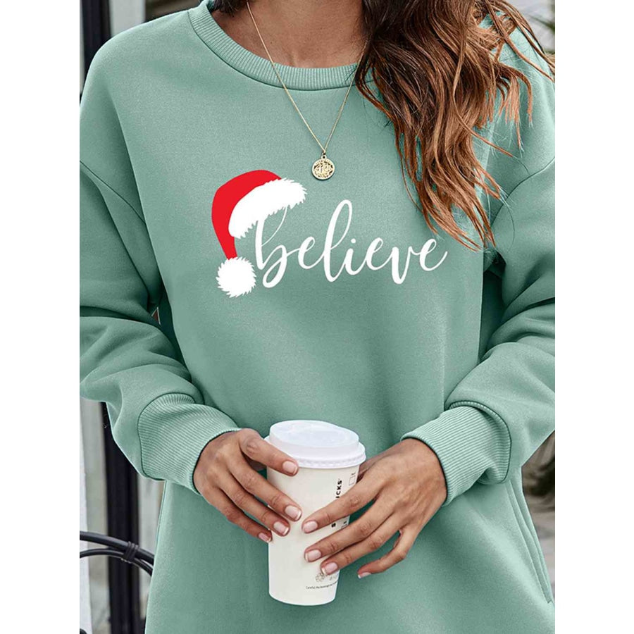 BELIEVE Graphic Tunic Sweatshirt