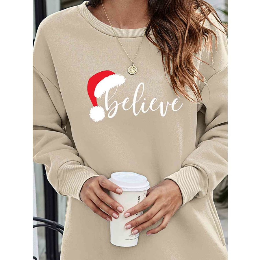 BELIEVE Graphic Tunic Sweatshirt