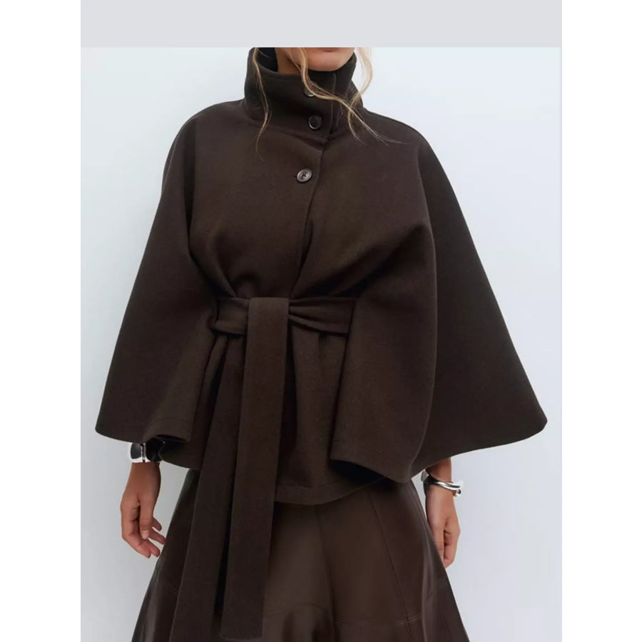 Belt Button Detail Outerwear Apparel and Accessories