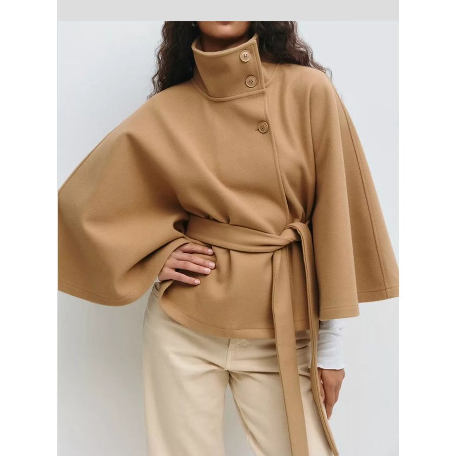 Belt Button Detail Outerwear Apparel and Accessories