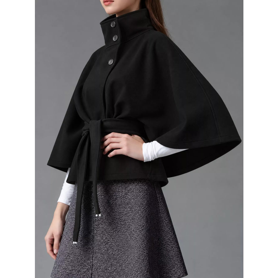 Belt Button Detail Outerwear Apparel and Accessories