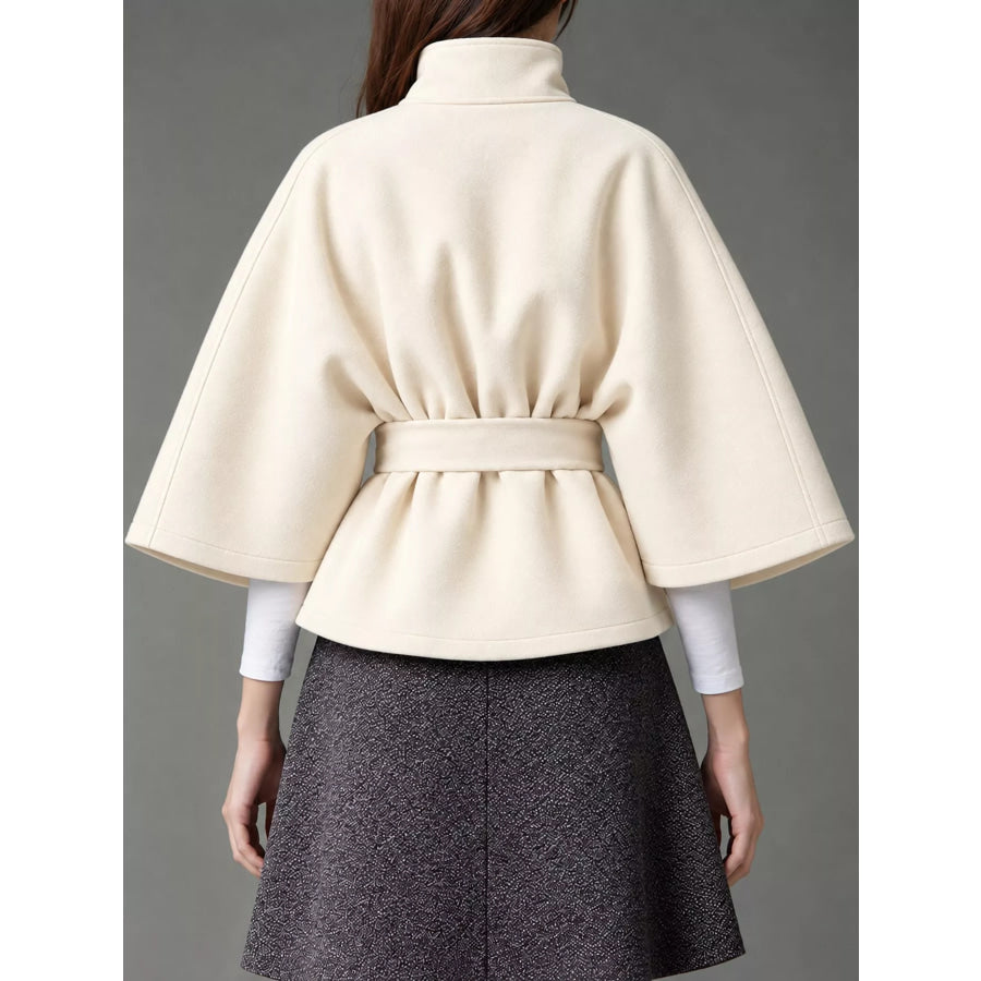 Belt Button Detail Outerwear Apparel and Accessories