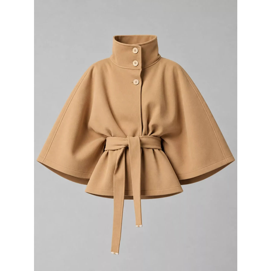 Belt Button Detail Outerwear Apparel and Accessories