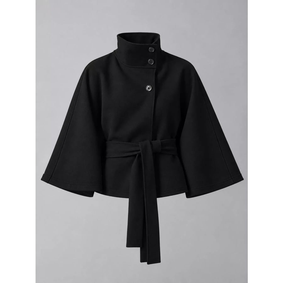 Belt Button Detail Outerwear Apparel and Accessories