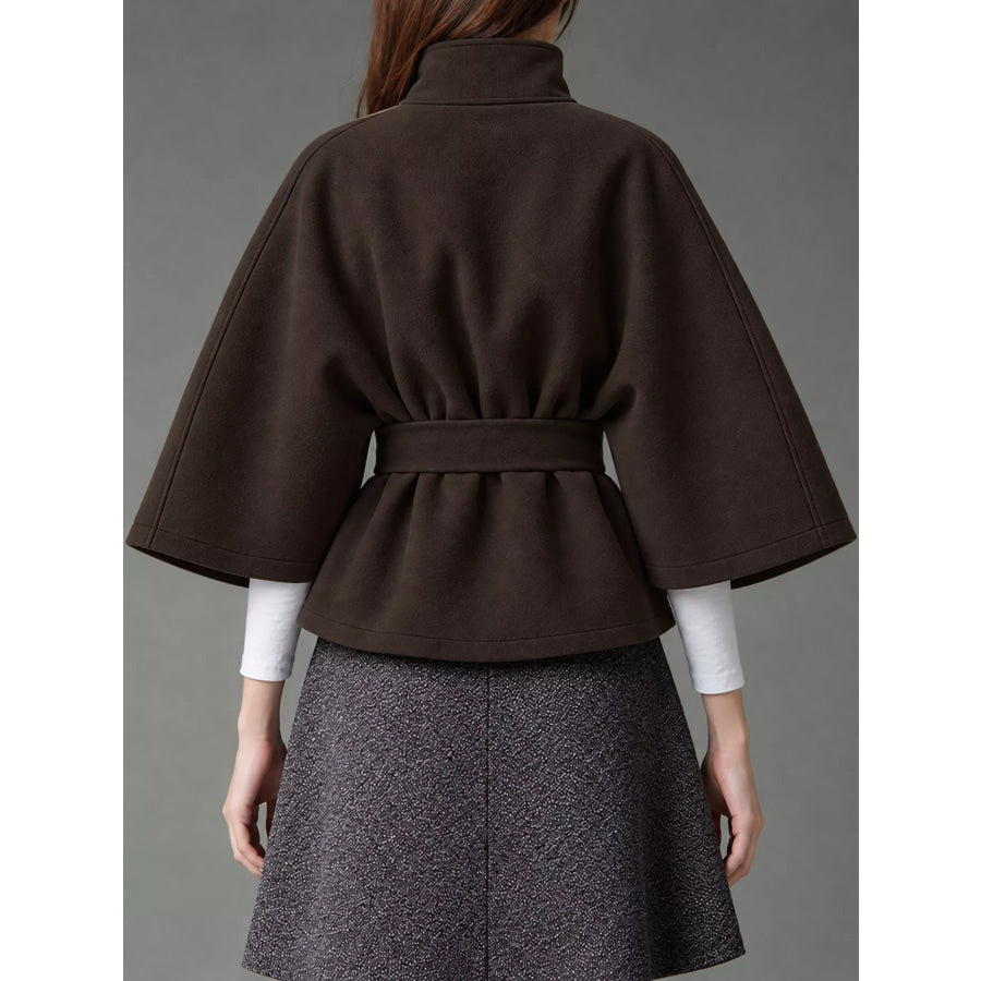 Belt Button Detail Outerwear Apparel and Accessories