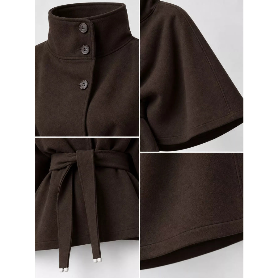 Belt Button Detail Outerwear Apparel and Accessories