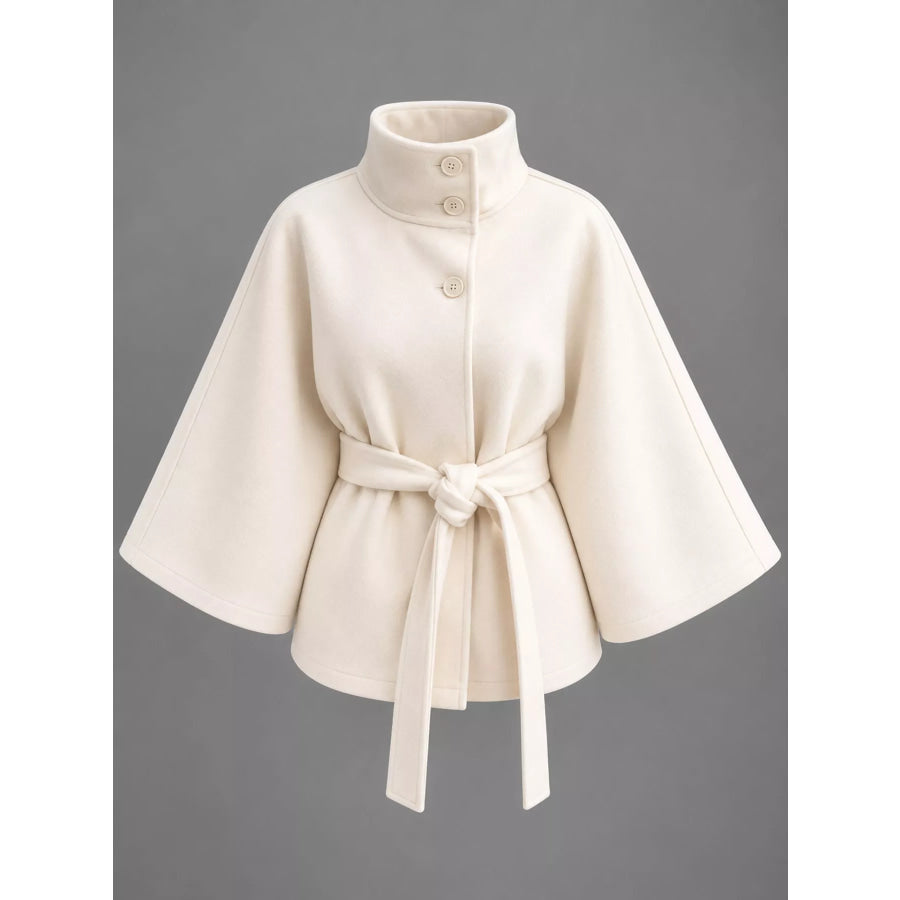 Belt Button Detail Outerwear Apparel and Accessories