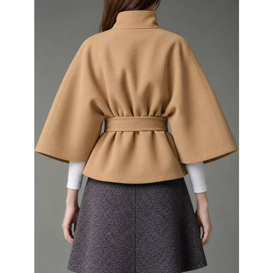 Belt Button Detail Outerwear Apparel and Accessories
