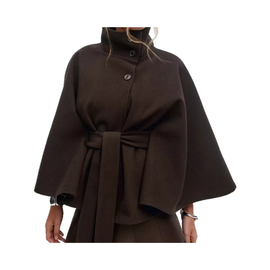 Belt Button Detail Outerwear Apparel and Accessories