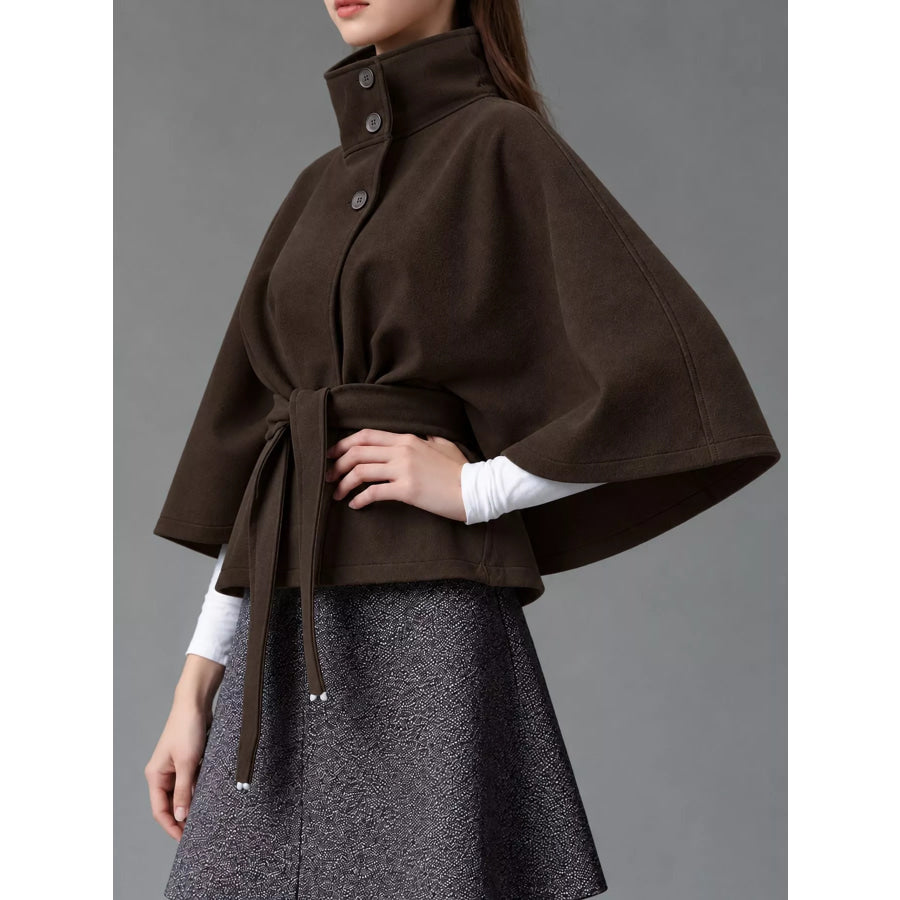 Belt Button Detail Outerwear Apparel and Accessories