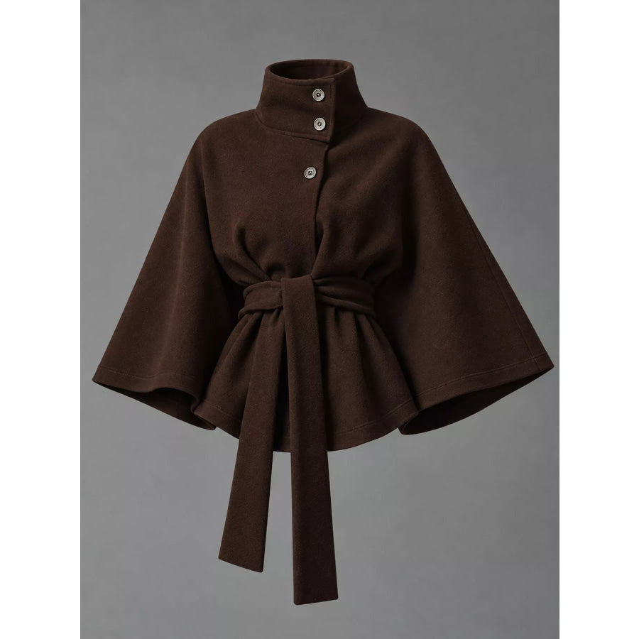 Belt Button Detail Outerwear Apparel and Accessories