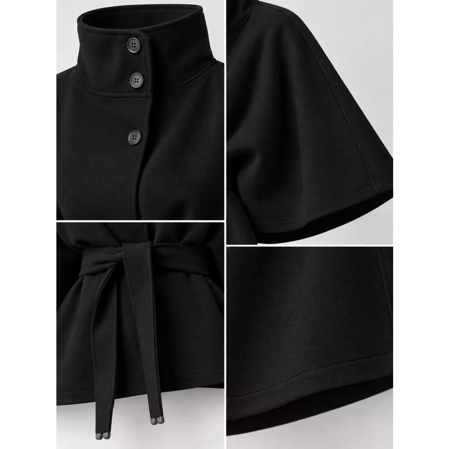 Belt Button Detail Outerwear Apparel and Accessories