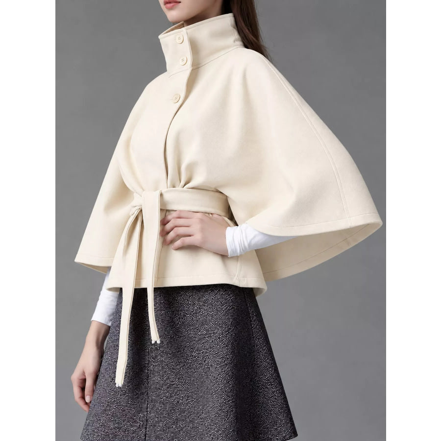 Belt Button Detail Outerwear Apparel and Accessories