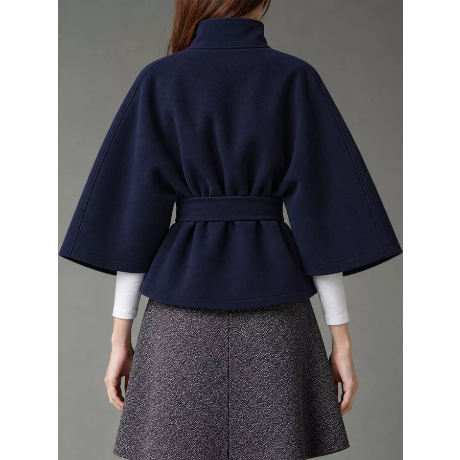 Belt Button Detail Outerwear Apparel and Accessories