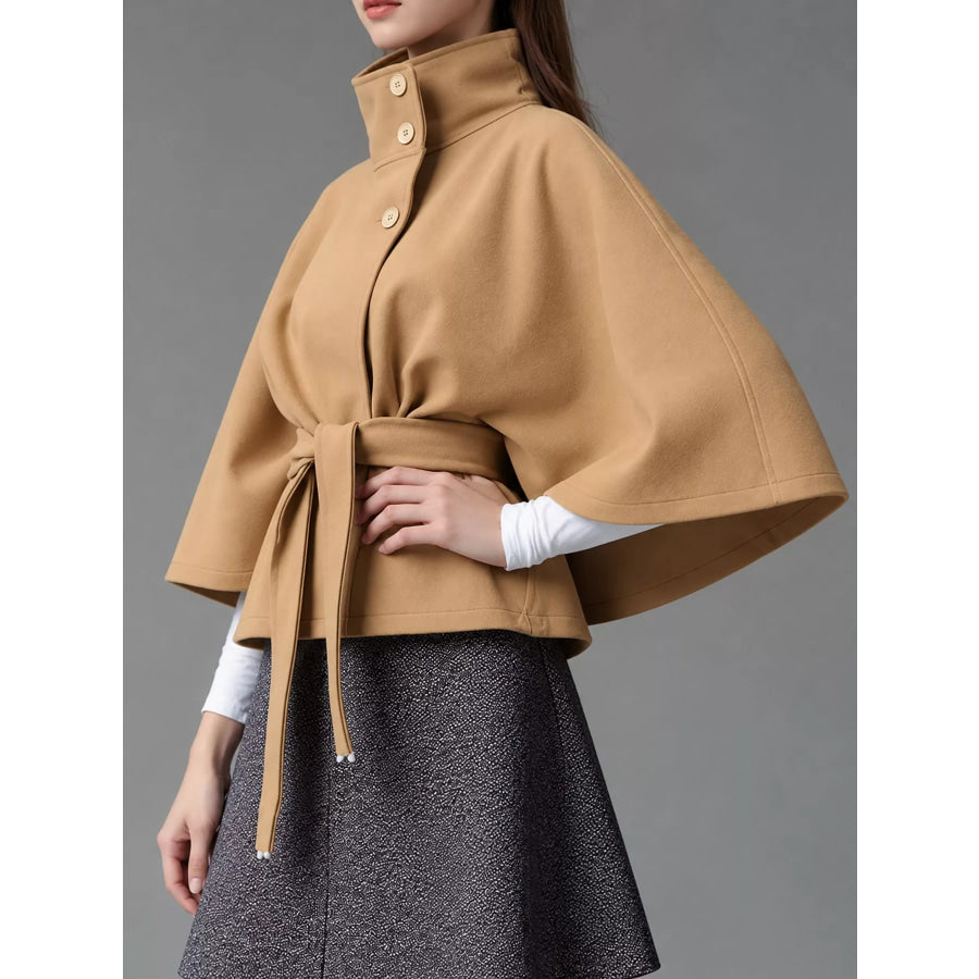 Belt Button Detail Outerwear Apparel and Accessories