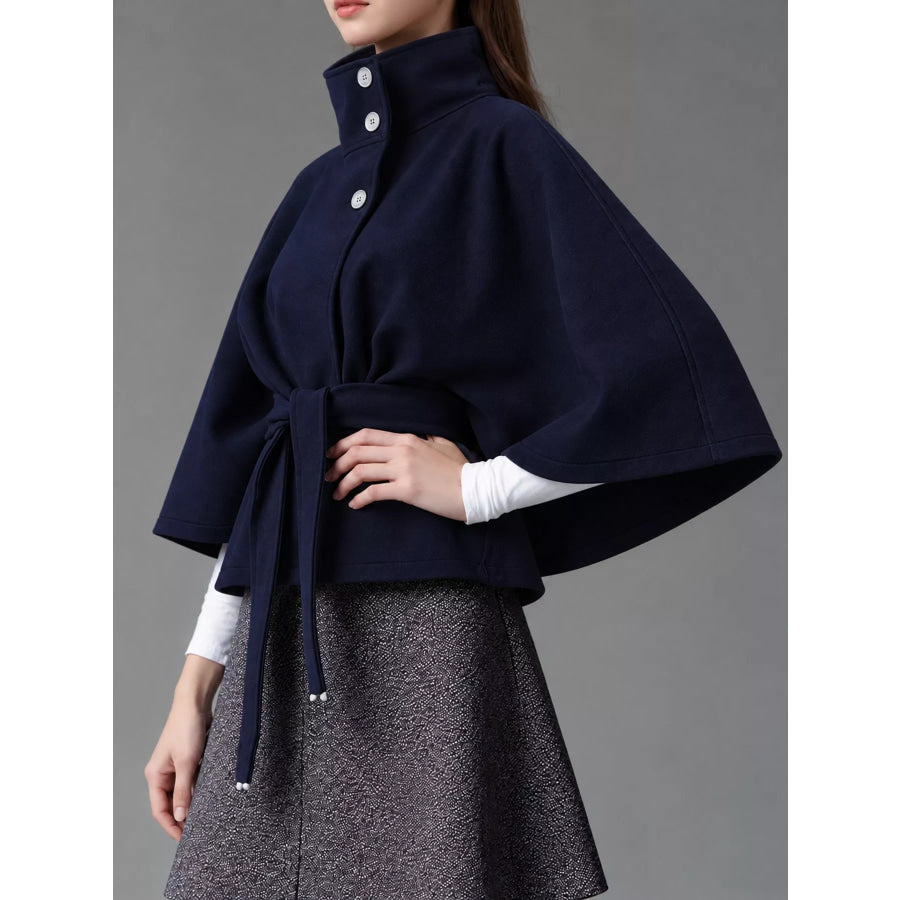 Belt Button Detail Outerwear Apparel and Accessories