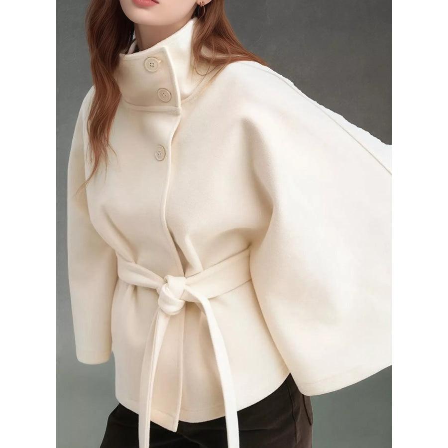 Belt Button Detail Outerwear Apparel and Accessories