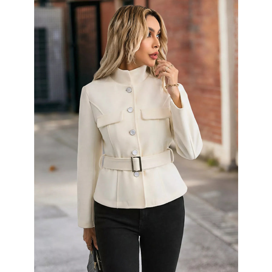 Belt Button-Up Outerwear Apparel and Accessories